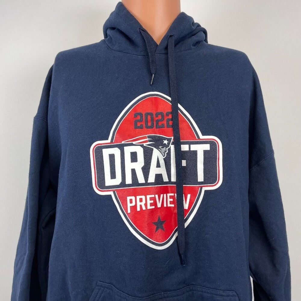 New England Patriots 2022 Draft Preview Hoodie Sweatshirt Mens Size XL  Blue NFL